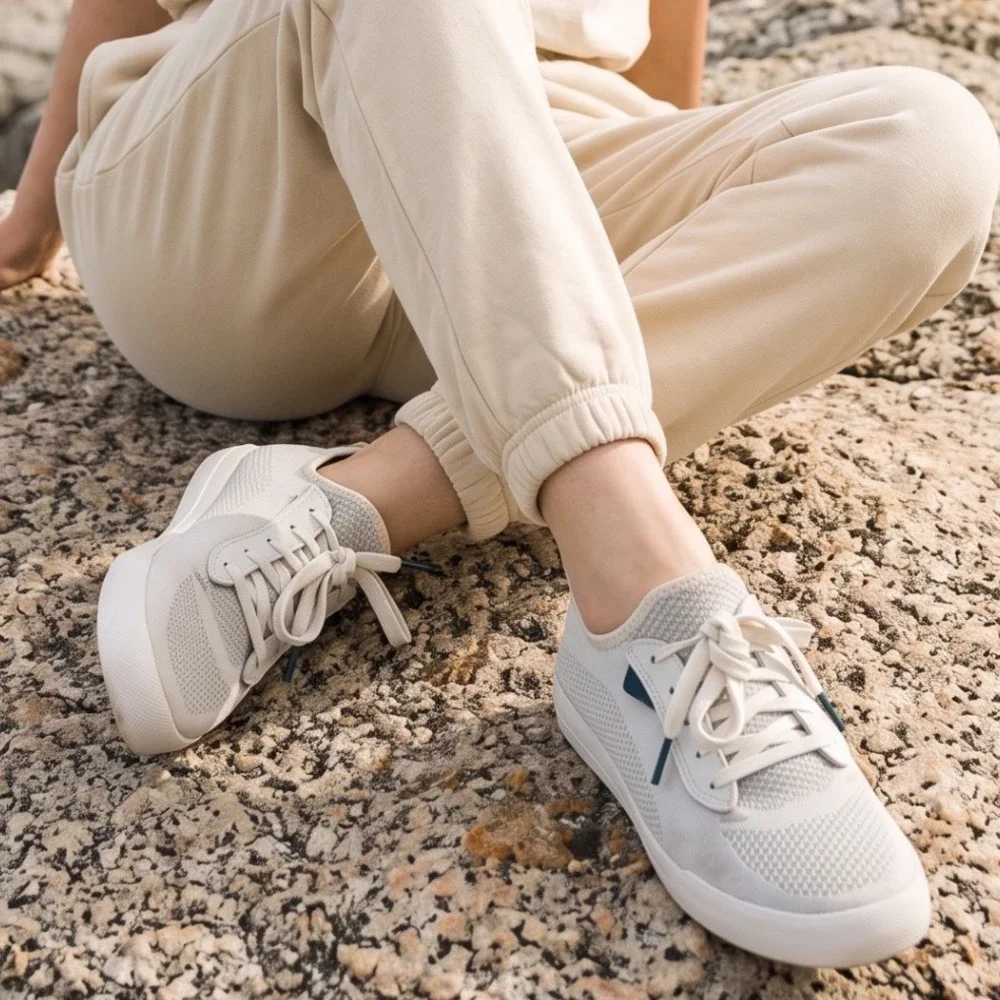 Vessi Weekend Women 6 Marble White Waterproof Knit Low Top Sneakers Dyma-tex